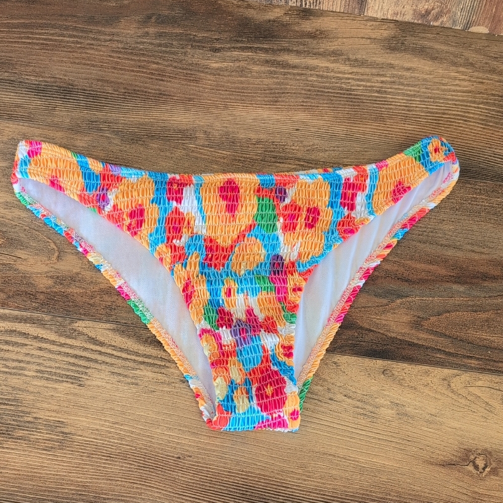 Colorful Textured/Quilted High Waist Cheeky Bikini Bottom XL      P434